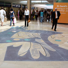 Anne Smyth, Anne Smyth Glass, a sample of Anne Smyth's glass, Medieval Market Floorscape St Davids  Cardiff